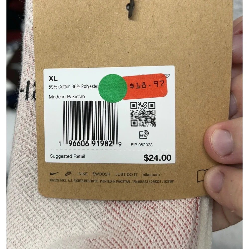 Nike Mens Size XL (12-15) Everyday Plus Beige 2 Pair Crew Socks (U6)